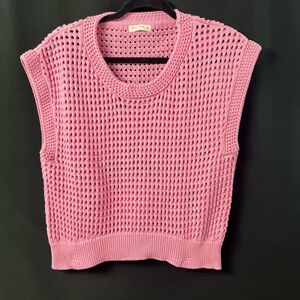 Pink Sleeveless Knit Sweater